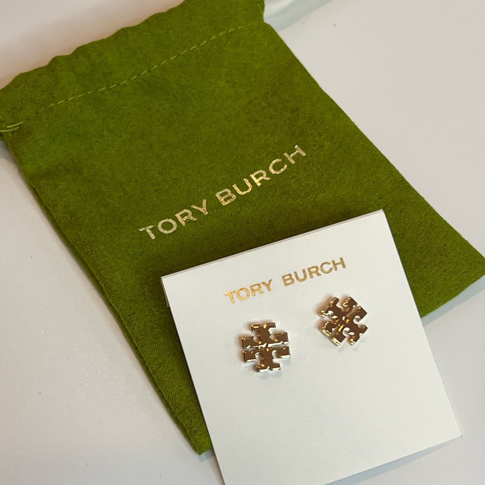 Tory Burch Gold Logo Stud Earrings